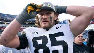 Iowa defensive tackle Logan Lee had a 31.5-inch vertical and 9-foot-6 broad at 281 pounds at the NFL Combine.
